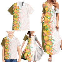 Hawaii Tropical Plant Lenalena Family Matching Summer Maxi Dress and Hawaiian Shirt Vibrant Polynesian Pattern
