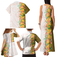 Hawaii Tropical Plant Lenalena Family Matching Tank Maxi Dress and Hawaiian Shirt Vibrant Polynesian Pattern