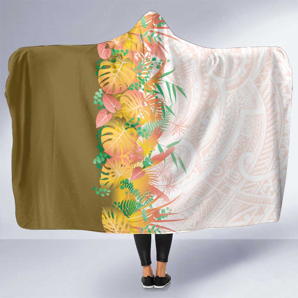 Hawaii Tropical Plant Lenalena Hooded Blanket Vibrant Polynesian Pattern