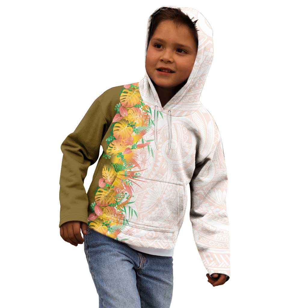Hawaii Tropical Plant Lenalena Kid Hoodie Vibrant Polynesian Pattern