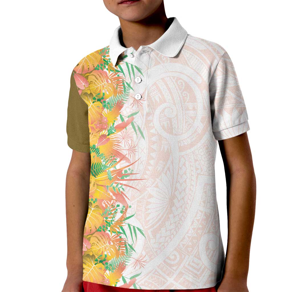 Hawaii Tropical Plant Lenalena Kid Polo Shirt Vibrant Polynesian Pattern