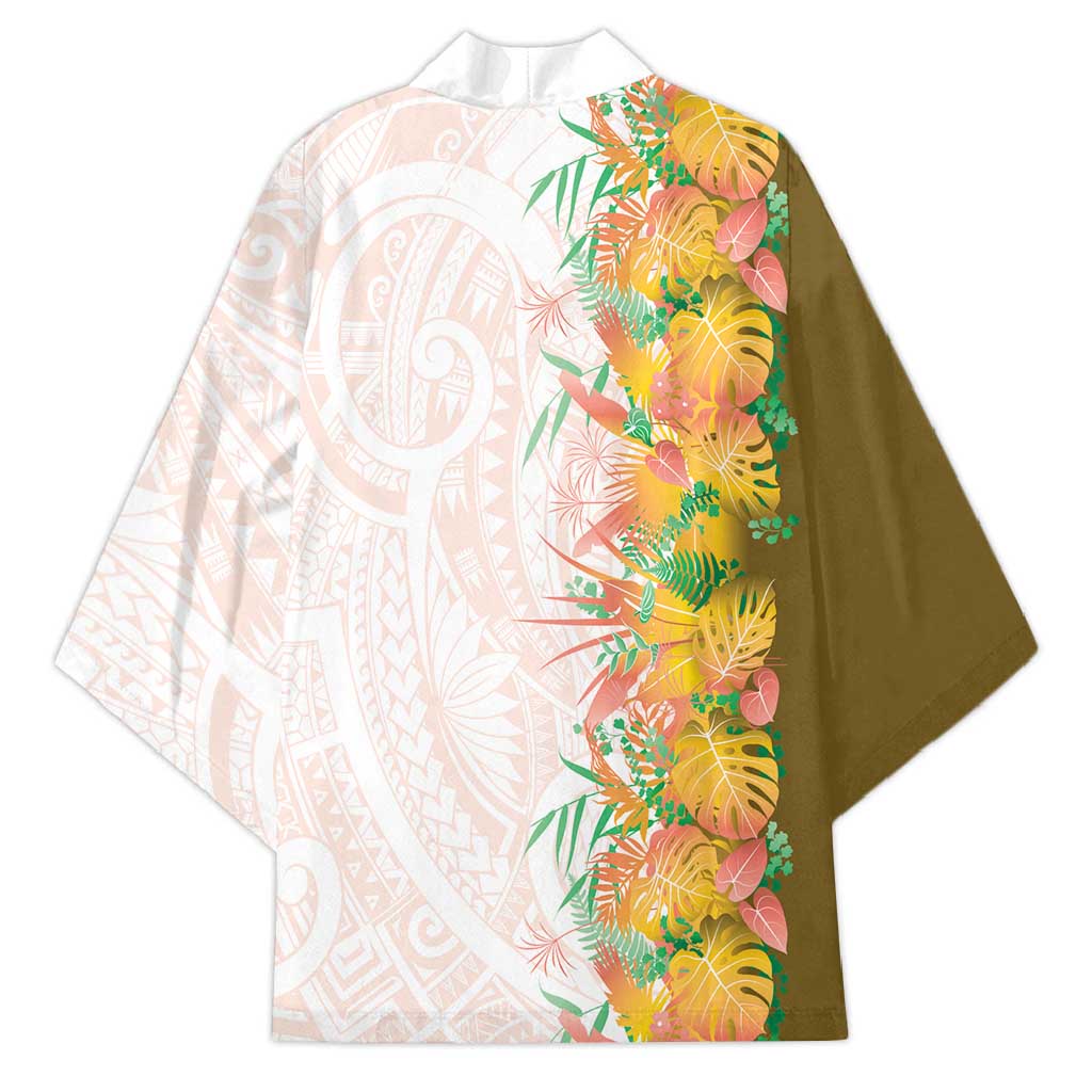 Hawaii Tropical Plant Lenalena Kimono Vibrant Polynesian Pattern