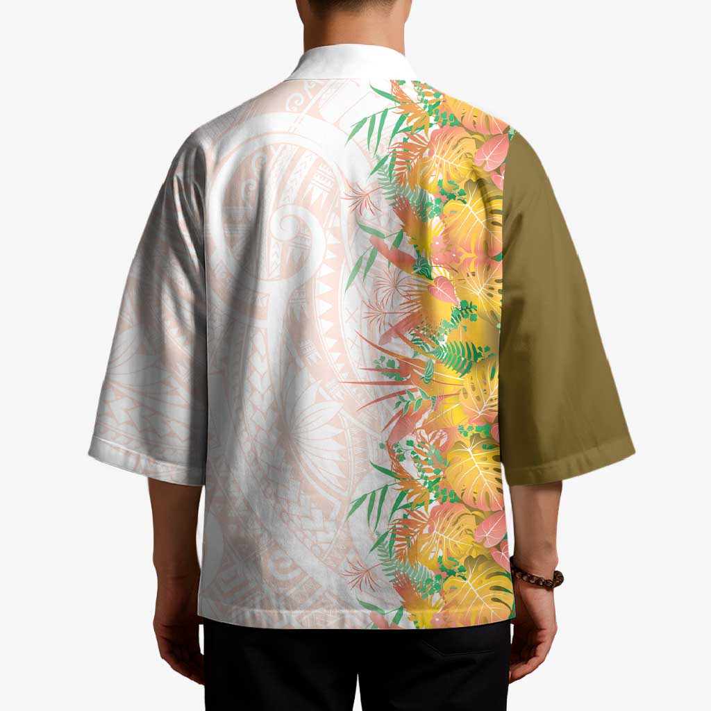 Hawaii Tropical Plant Lenalena Kimono Vibrant Polynesian Pattern