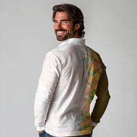 Hawaii Tropical Plant Lenalena Long Sleeve Polo Shirt Vibrant Polynesian Pattern