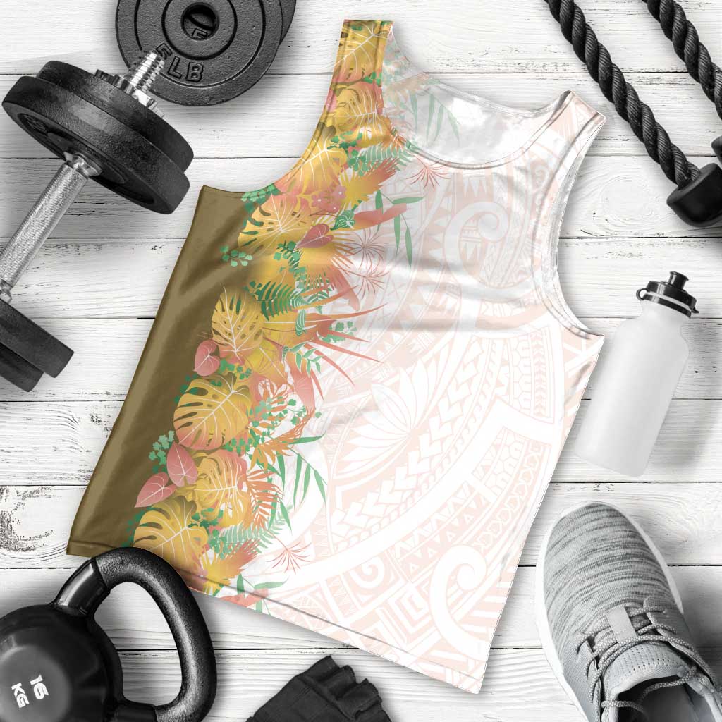 Hawaii Tropical Plant Lenalena Men Tank Top Vibrant Polynesian Pattern