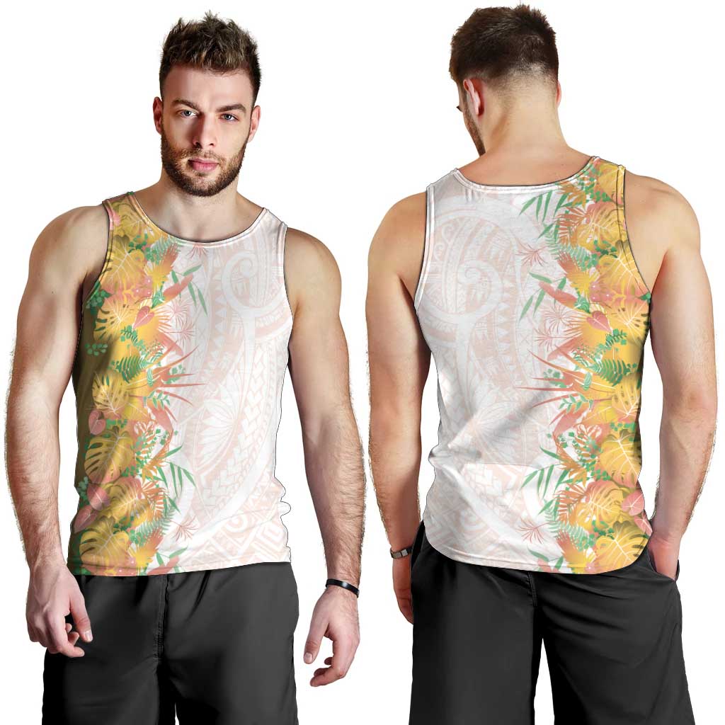 Hawaii Tropical Plant Lenalena Men Tank Top Vibrant Polynesian Pattern
