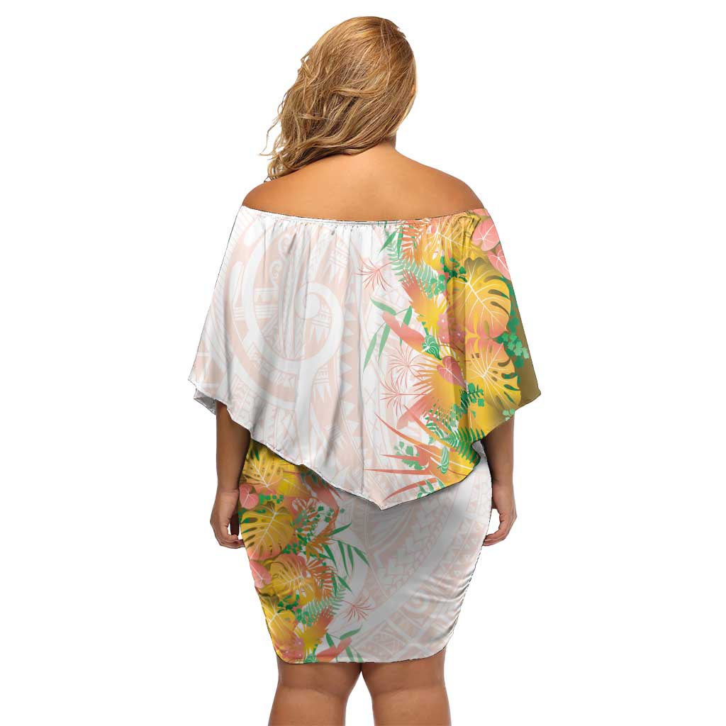 Hawaii Tropical Plant Lenalena Off Shoulder Short Dress Vibrant Polynesian Pattern
