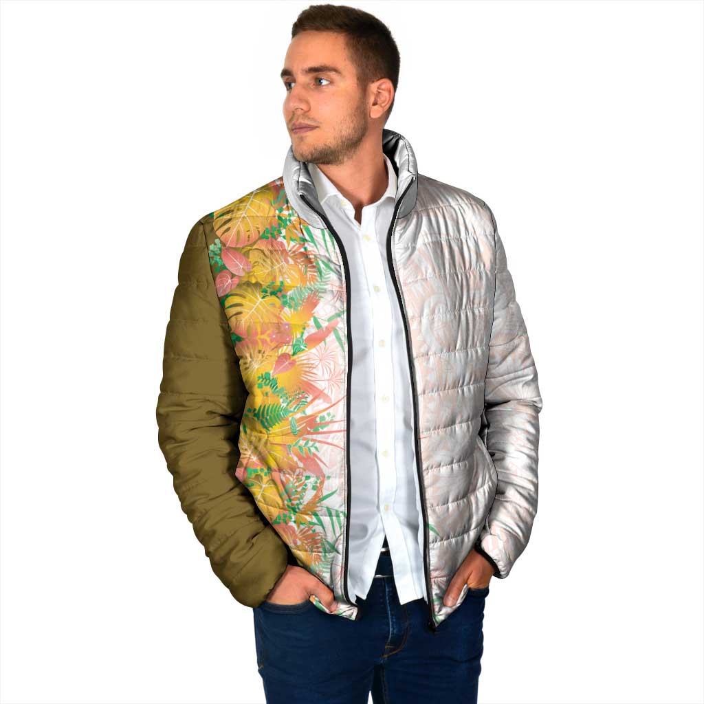 Hawaii Tropical Plant Lenalena Padded Jacket Vibrant Polynesian Pattern