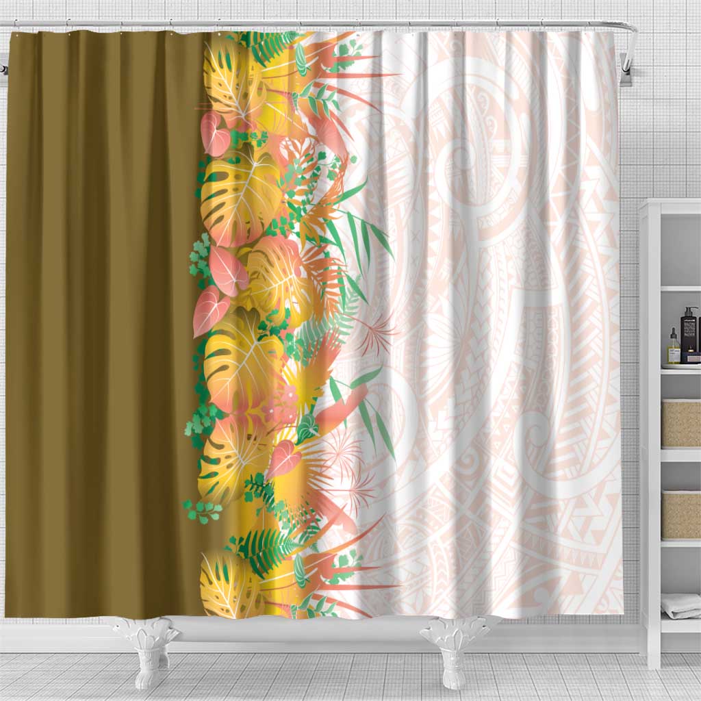 Hawaii Tropical Plant Lenalena Shower Curtain Vibrant Polynesian Pattern