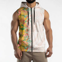 Hawaii Tropical Plant Lenalena Sleeveless Zip Hoodie Vibrant Polynesian Pattern
