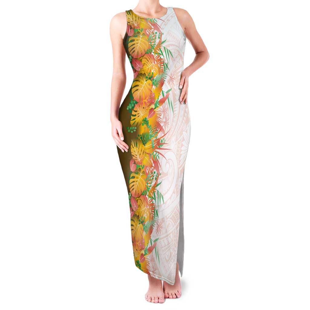 Hawaii Tropical Plant Lenalena Tank Maxi Dress Vibrant Polynesian Pattern