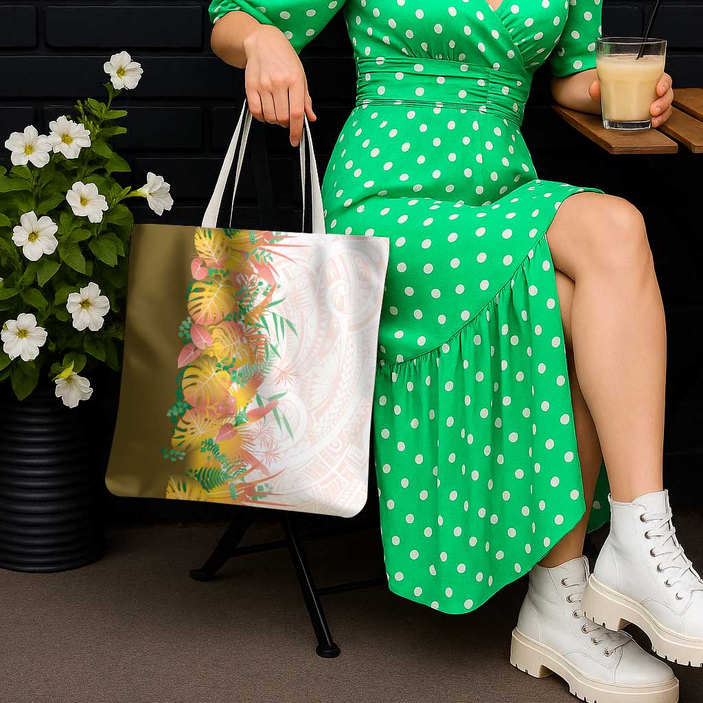 Hawaii Tropical Plant Lenalena Tote Bag Vibrant Polynesian Pattern