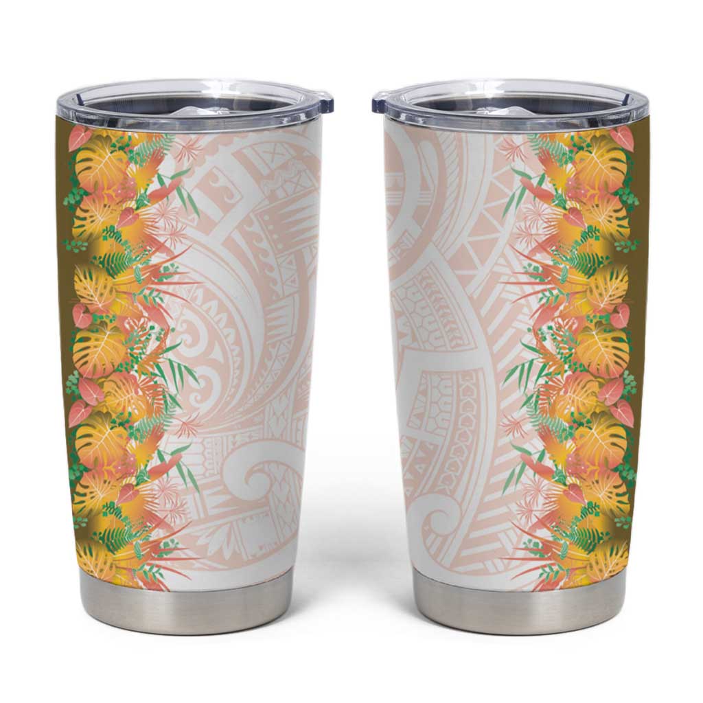 Hawaii Tropical Plant Lenalena Tumbler Cup Vibrant Polynesian Pattern