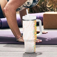 Hawaii Tropical Plant Lenalena Tumbler With Handle Vibrant Polynesian Pattern