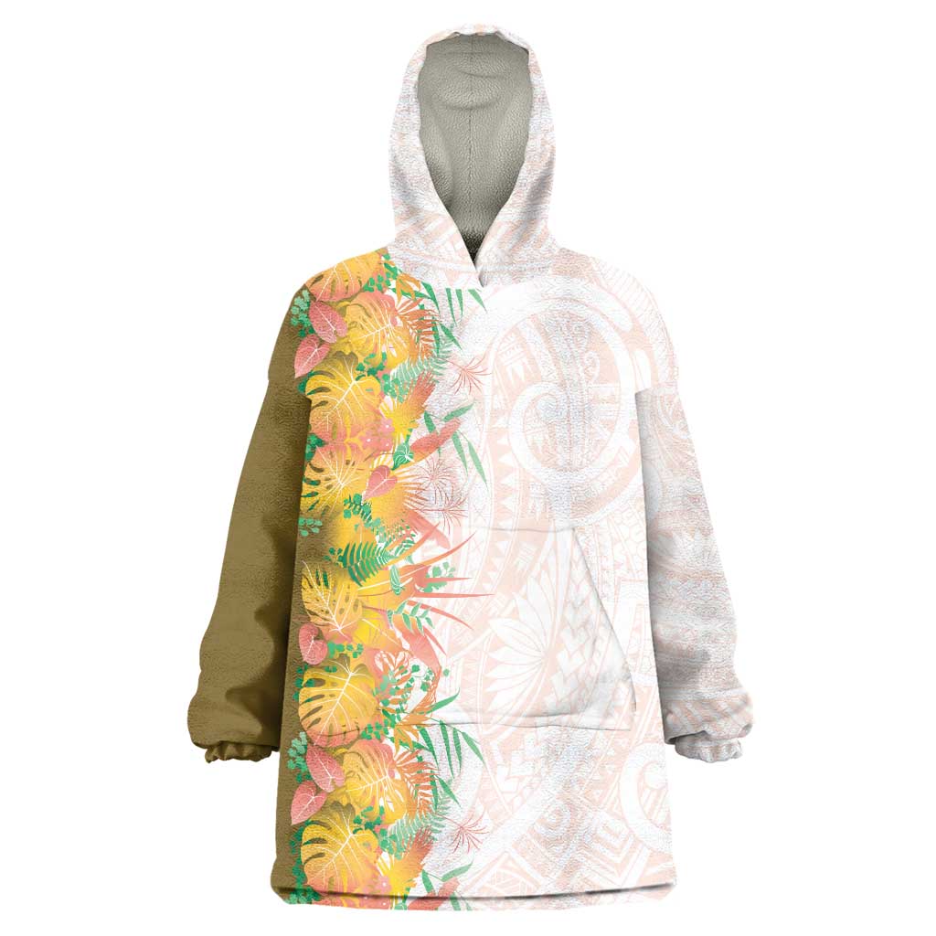 Hawaii Tropical Plant Lenalena Wearable Blanket Hoodie Vibrant Polynesian Pattern