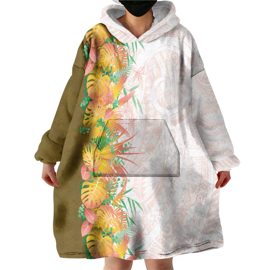 Hawaii Tropical Plant Lenalena Wearable Blanket Hoodie Vibrant Polynesian Pattern
