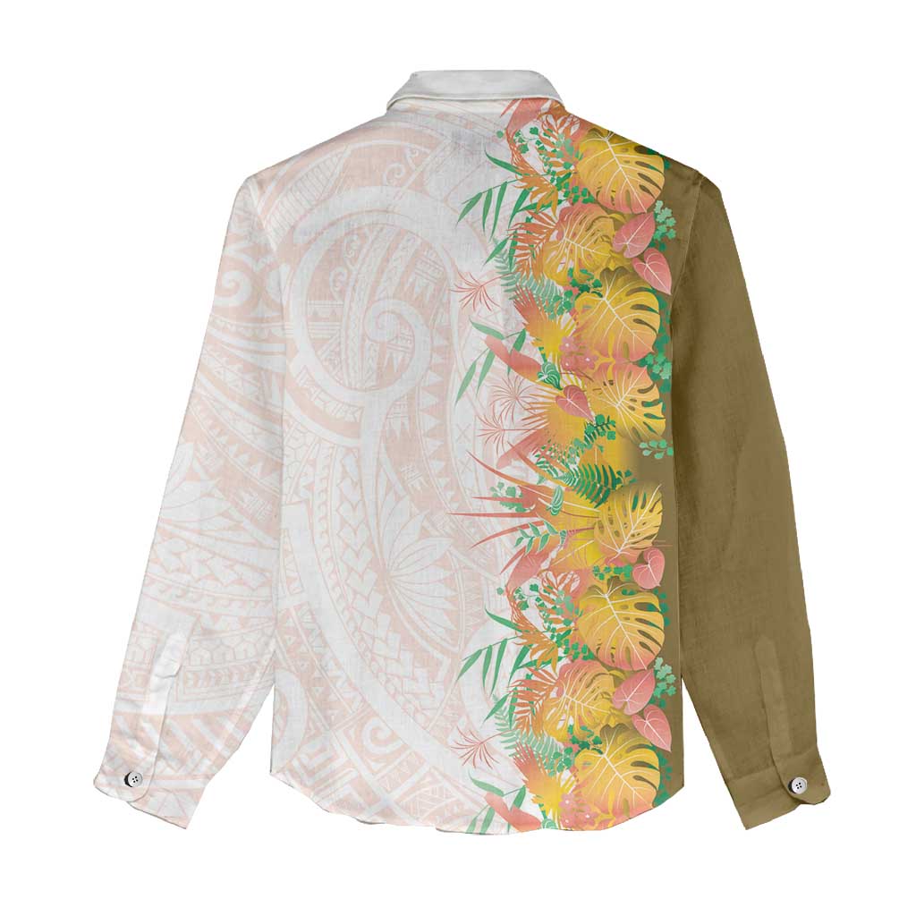 Hawaii Tropical Plant Lenalena Women Casual Shirt Vibrant Polynesian Pattern