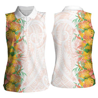 Hawaii Tropical Plant Lenalena Women Sleeveless Polo Shirt Vibrant Polynesian Pattern