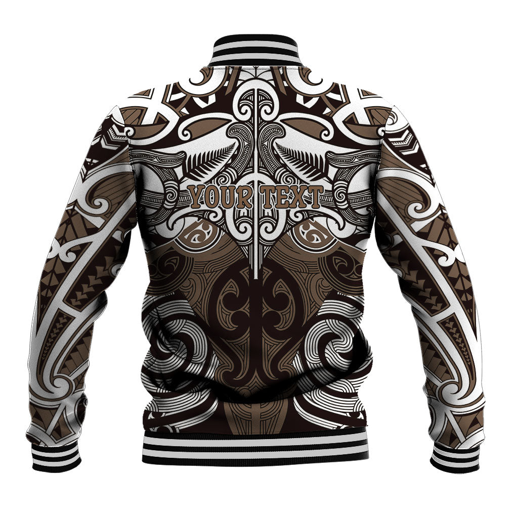 Personalised Maori Kati Mamoe Baseball Jacket Silver Fern Kowhaiwhai Art