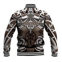 Personalised Maori Kati Mamoe Baseball Jacket Silver Fern Kowhaiwhai Art