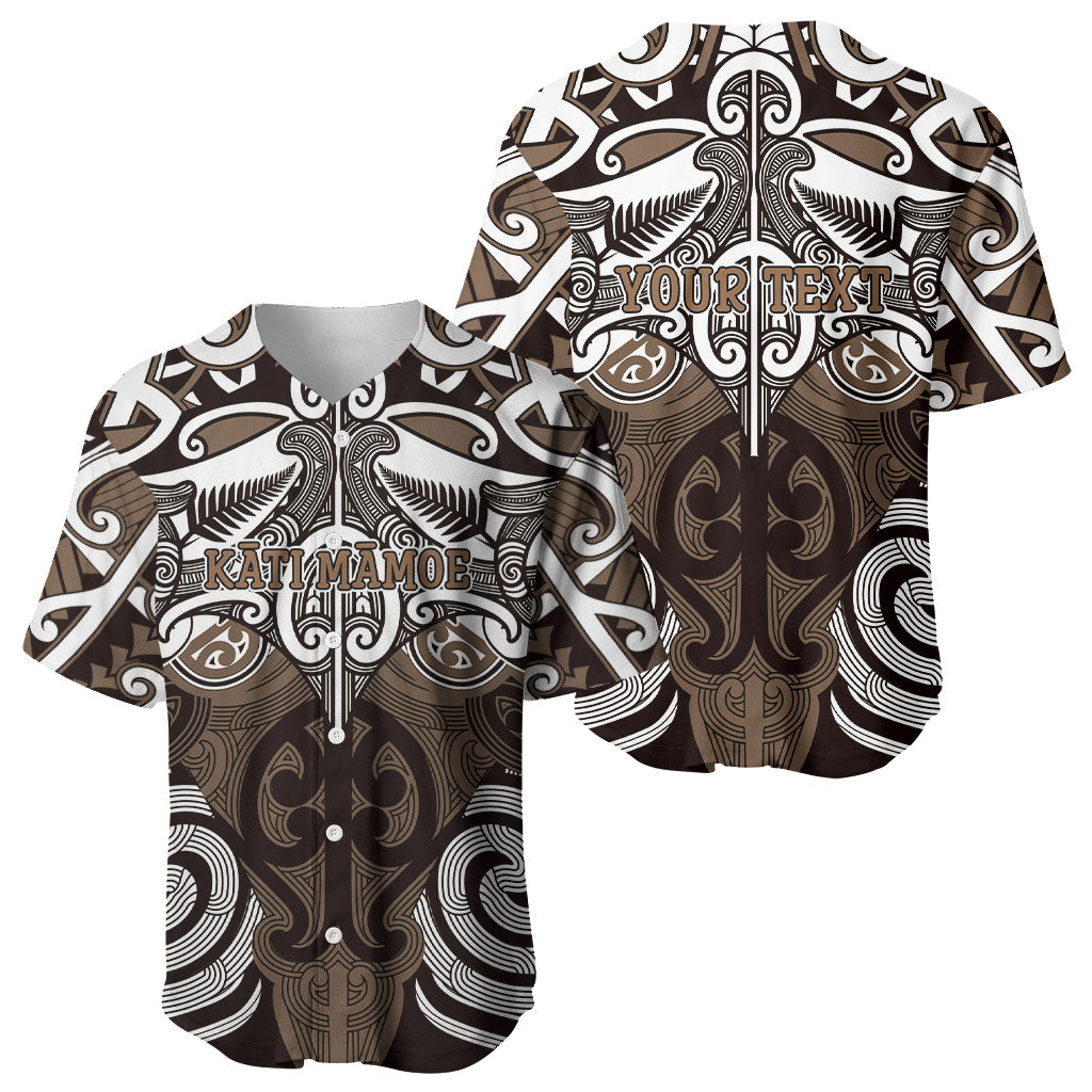 Personalised Maori Kati Mamoe Baseball Jersey Silver Fern Kowhaiwhai Art