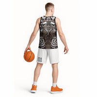 Personalised Maori Kati Mamoe Basketball Jersey Silver Fern Kowhaiwhai Art