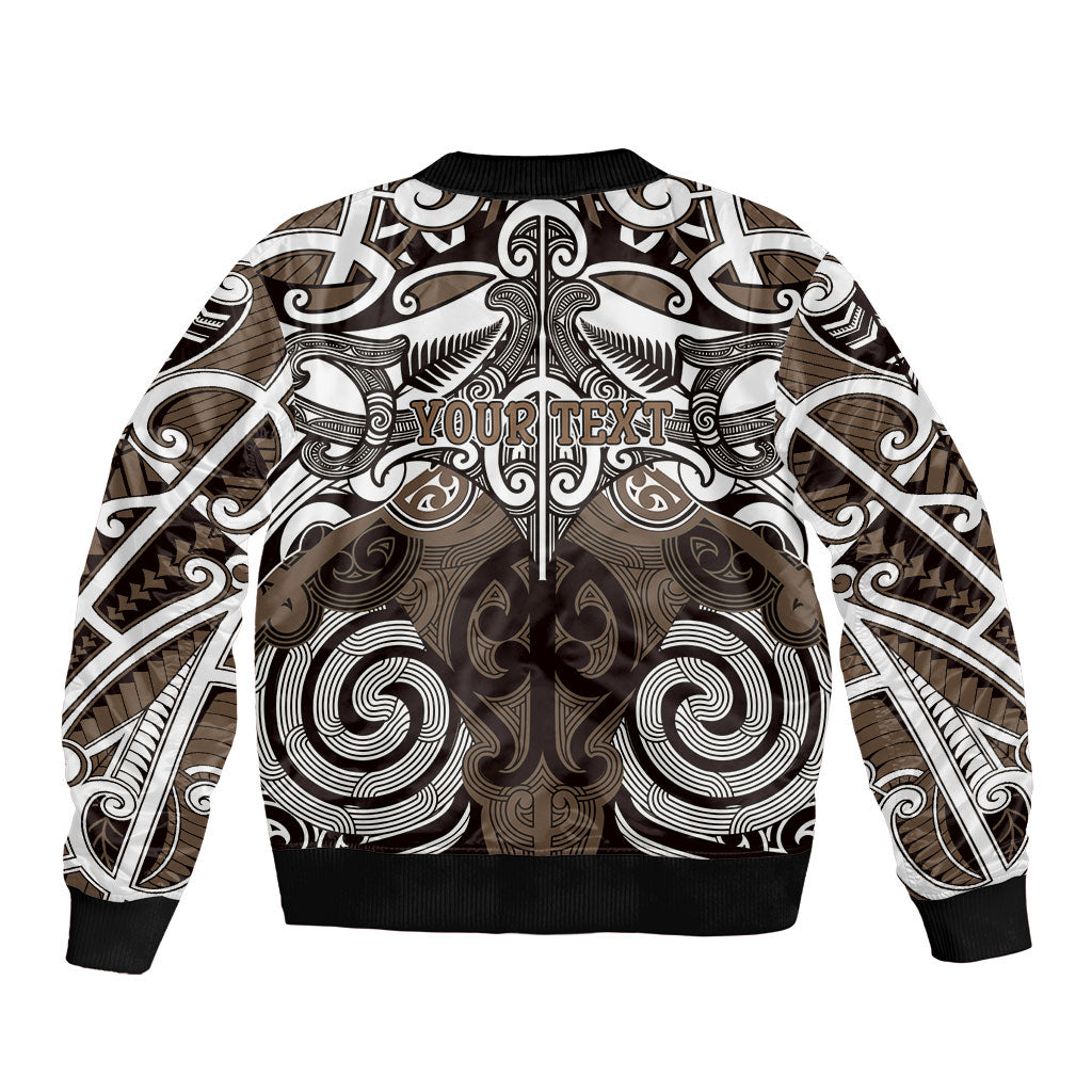 Personalised Maori Kati Mamoe Bomber Jacket Silver Fern Kowhaiwhai Art