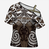 Personalised Maori Kati Mamoe Cross Shoulder Shirt Silver Fern Kowhaiwhai Art