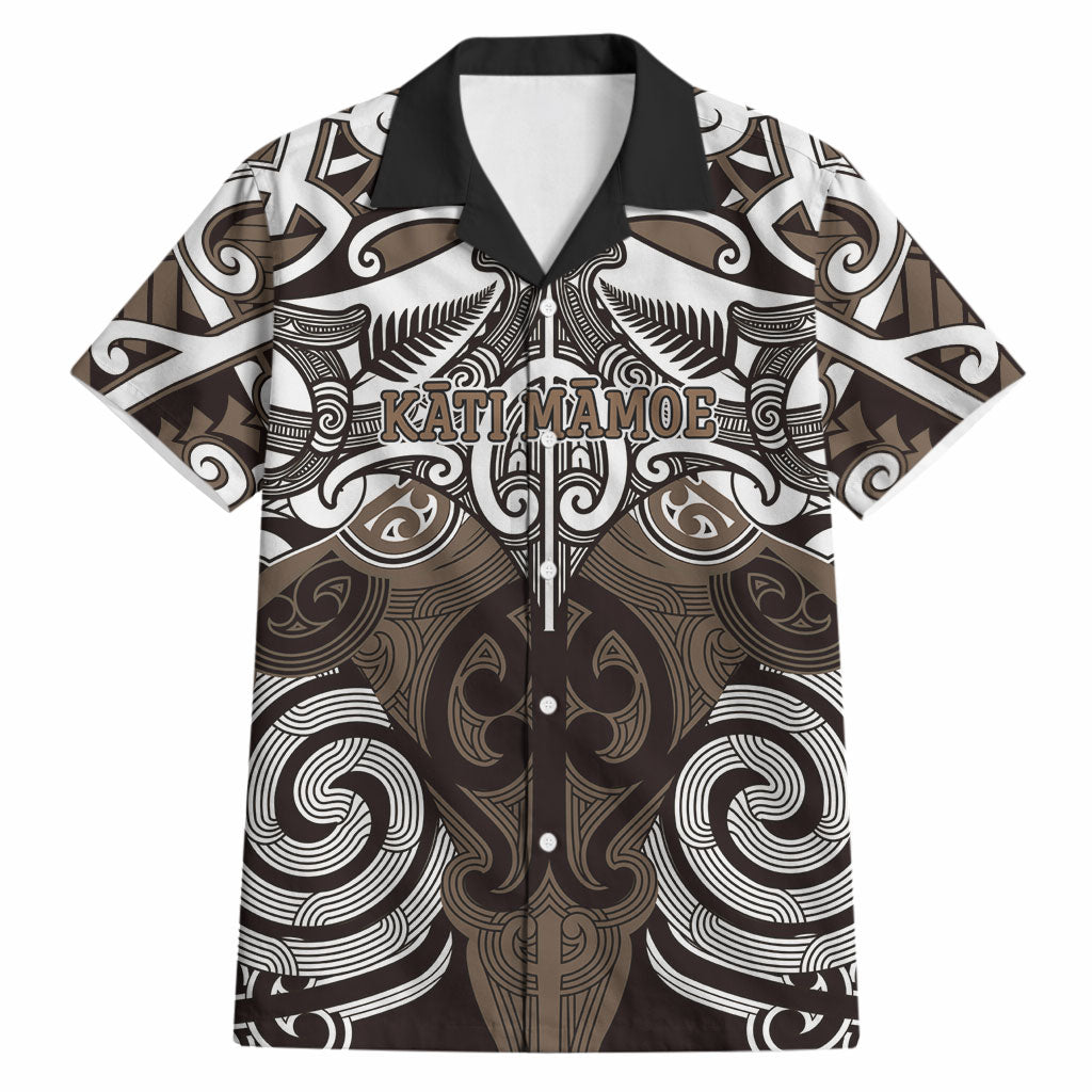 Personalised Maori Kati Mamoe Hawaiian Shirt Silver Fern Kowhaiwhai Art