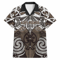 Personalised Maori Kati Mamoe Hawaiian Shirt Silver Fern Kowhaiwhai Art