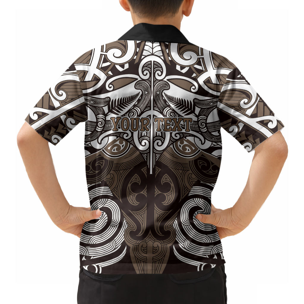 Personalised Maori Kati Mamoe Hawaiian Shirt Silver Fern Kowhaiwhai Art
