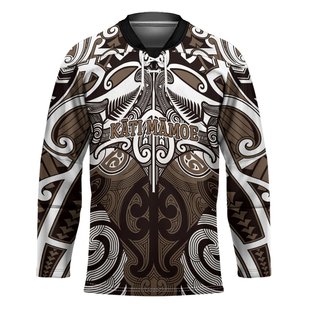 Personalised Maori Kati Mamoe Hockey Jersey Silver Fern Kowhaiwhai Art