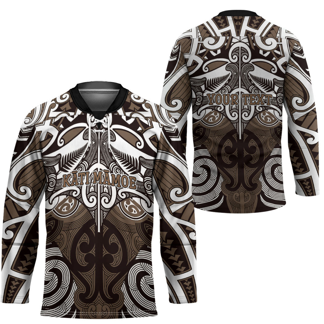 Personalised Maori Kati Mamoe Hockey Jersey Silver Fern Kowhaiwhai Art