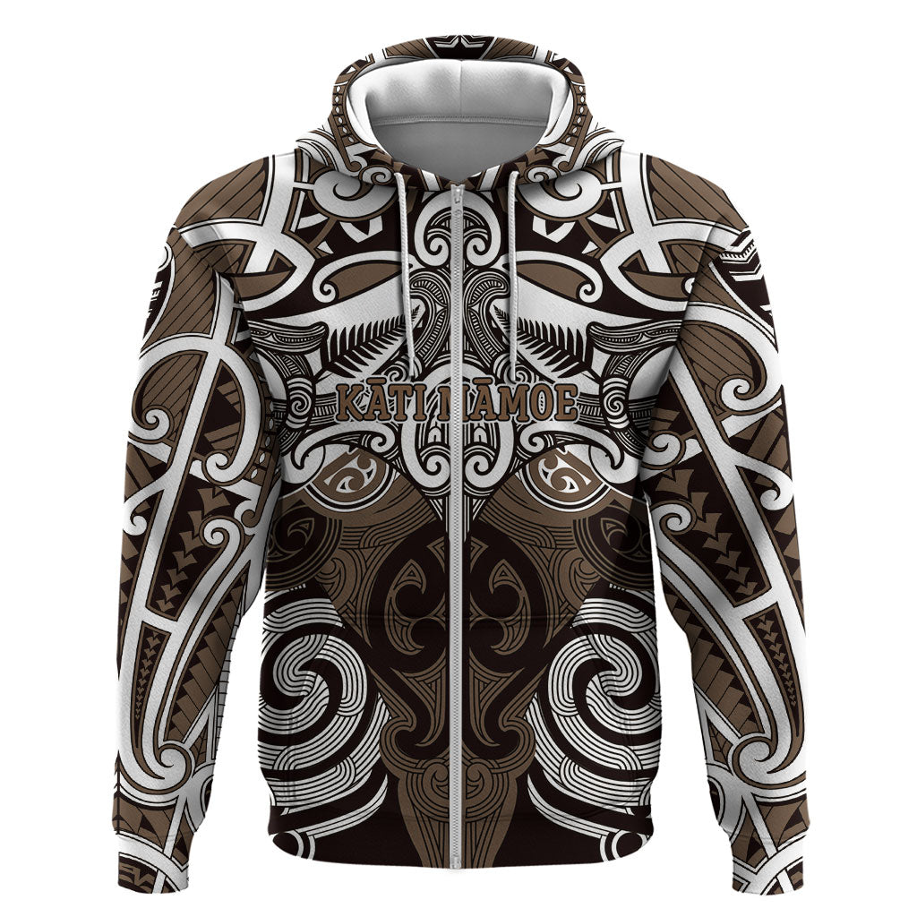 Personalised Maori Kati Mamoe Hoodie Silver Fern Kowhaiwhai Art