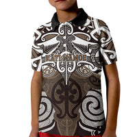 Personalised Maori Kati Mamoe Kid Polo Shirt Silver Fern Kowhaiwhai Art