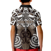 Personalised Maori Kati Mamoe Kid Polo Shirt Silver Fern Kowhaiwhai Art