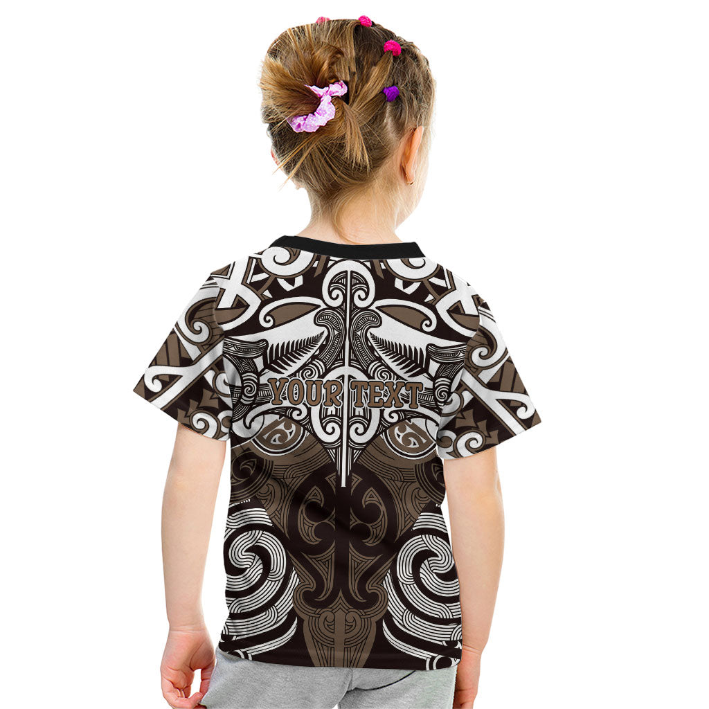 Personalised Maori Kati Mamoe Kid T Shirt Silver Fern Kowhaiwhai Art