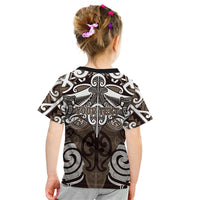 Personalised Maori Kati Mamoe Kid T Shirt Silver Fern Kowhaiwhai Art