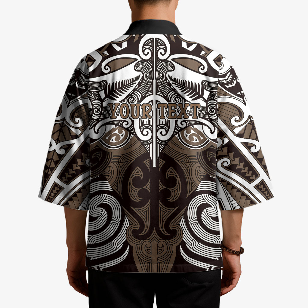 Personalised Maori Kati Mamoe Kimono Silver Fern Kowhaiwhai Art