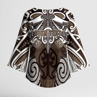 Personalised Maori Kati Mamoe Kimono Sleeve Blouse Silver Fern Kowhaiwhai Art