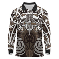 Personalised Maori Kati Mamoe Long Sleeve Polo Shirt Silver Fern Kowhaiwhai Art