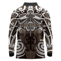 Personalised Maori Kati Mamoe Long Sleeve Polo Shirt Silver Fern Kowhaiwhai Art