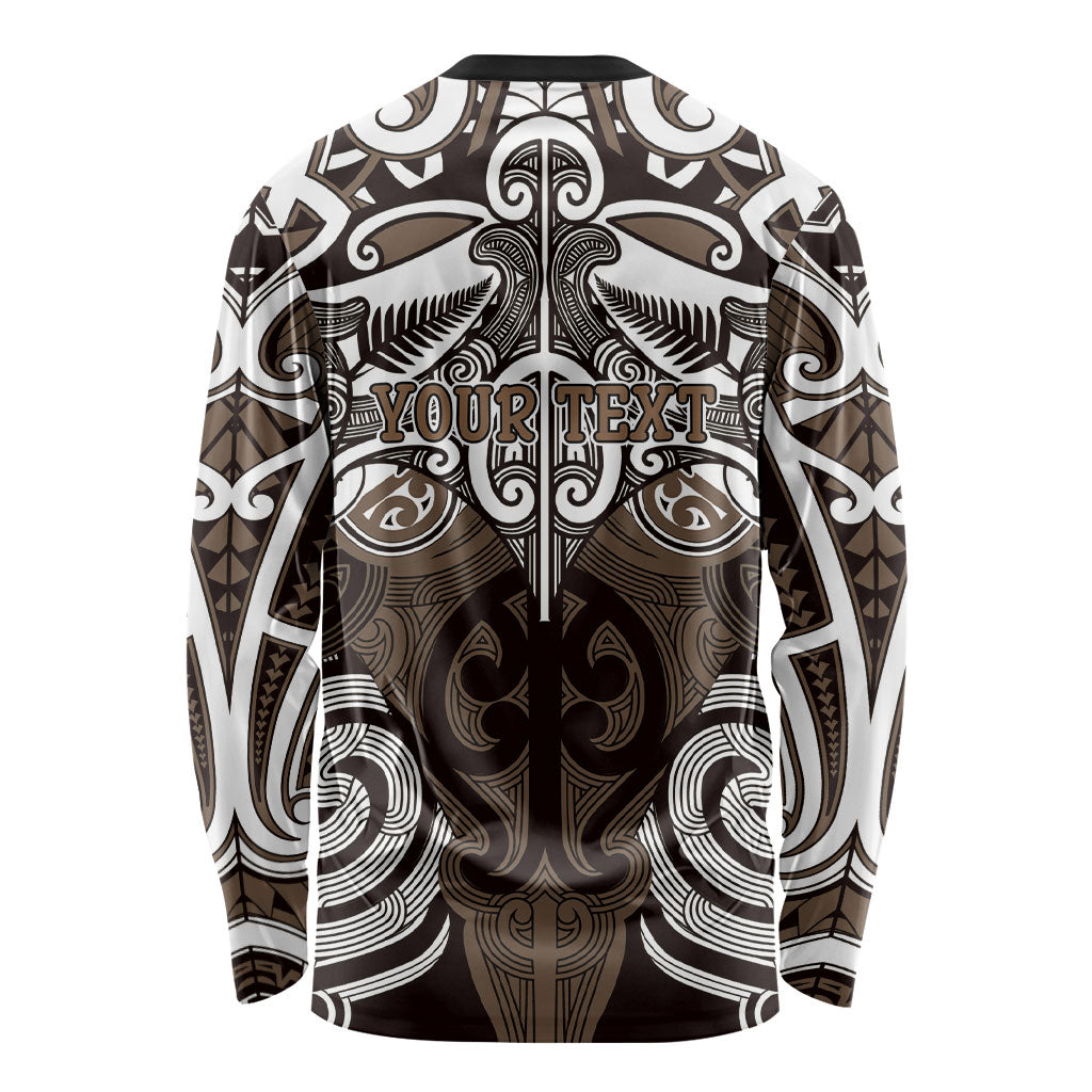 Personalised Maori Kati Mamoe Long Sleeve Shirt Silver Fern Kowhaiwhai Art