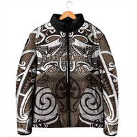 Personalised Maori Kati Mamoe Padded Jacket Silver Fern Kowhaiwhai Art