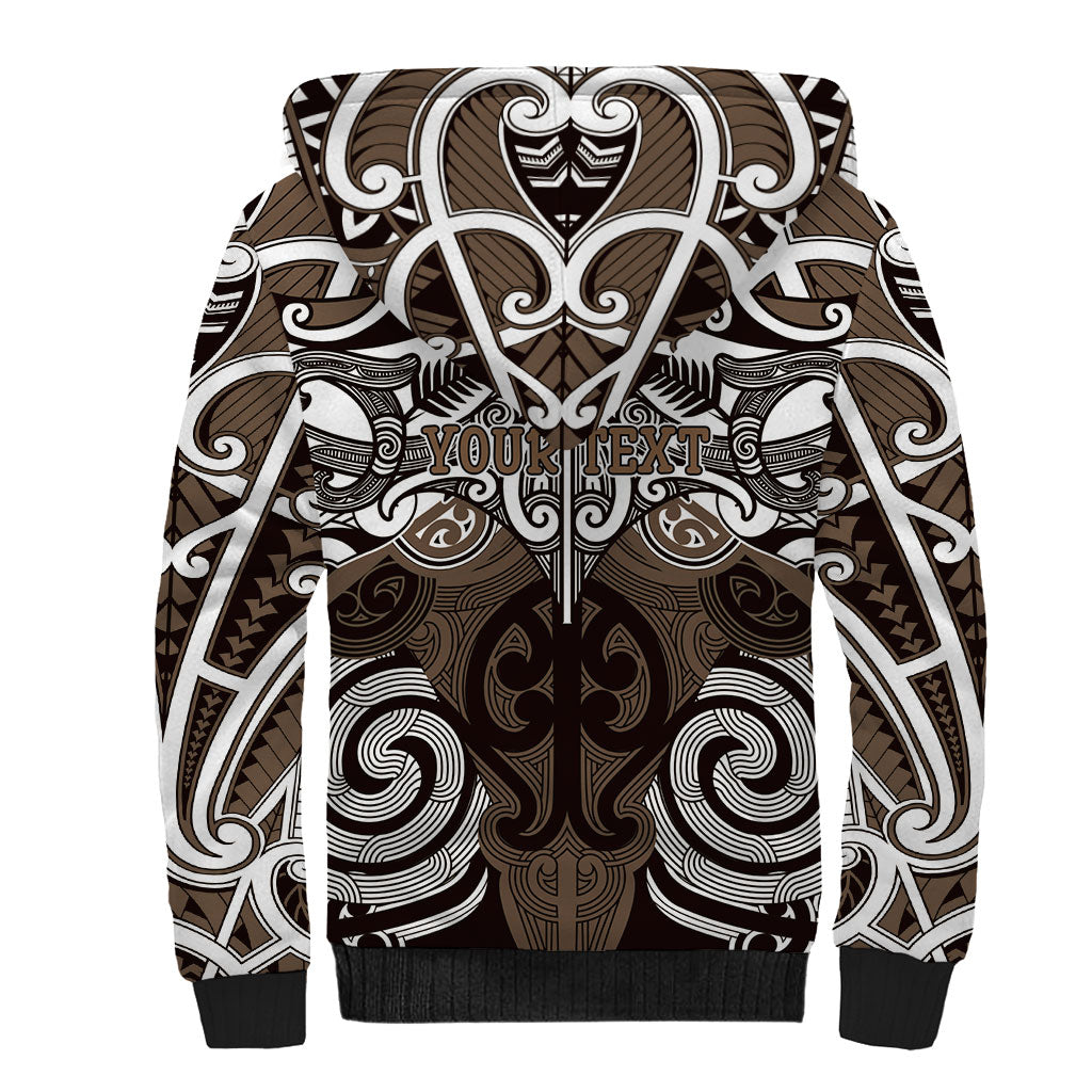 Personalised Maori Kati Mamoe Sherpa Hoodie Silver Fern Kowhaiwhai Art