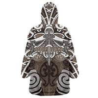 Personalised Maori Kati Mamoe Wearable Blanket Hoodie Silver Fern Kowhaiwhai Art