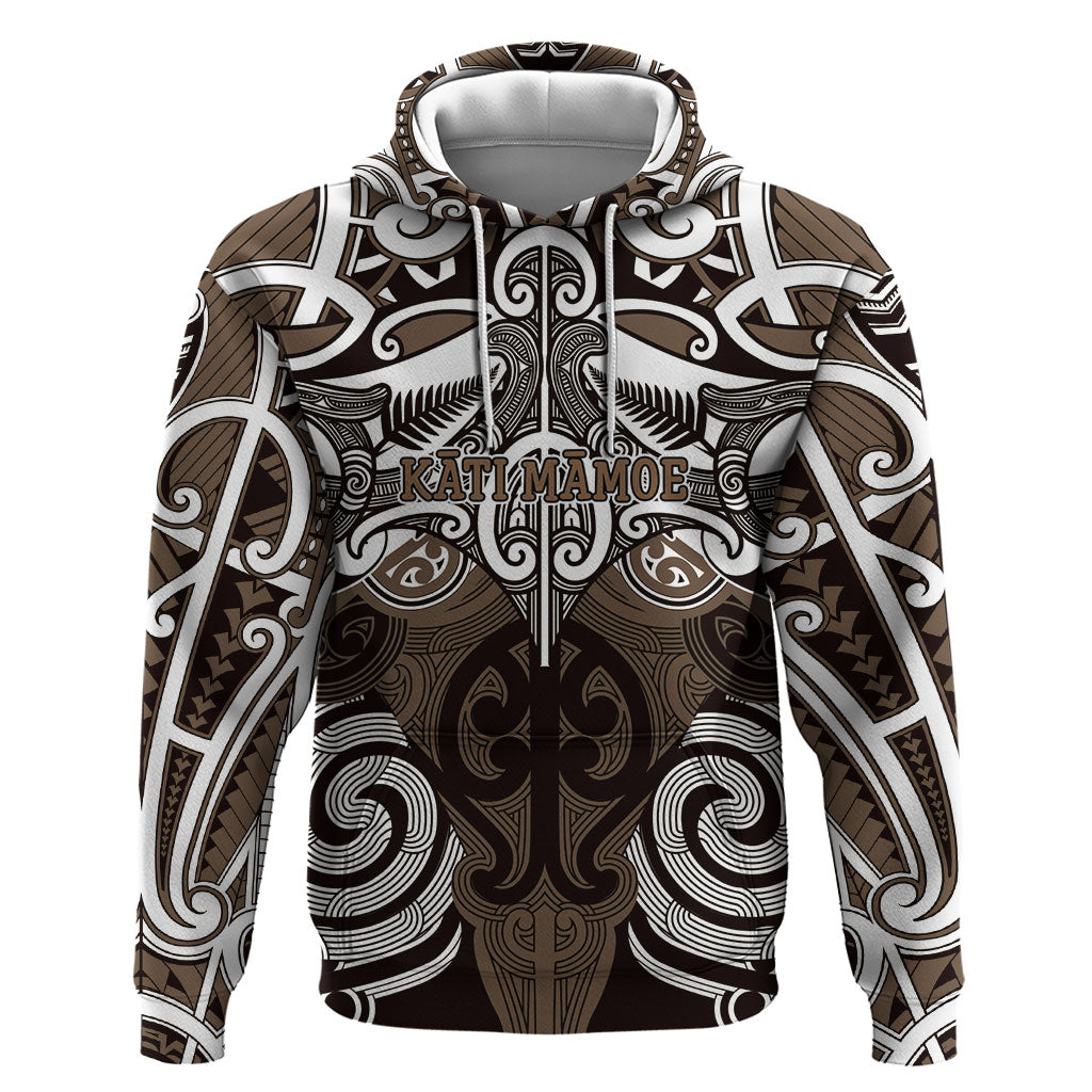 Personalised Maori Kati Mamoe Zip Hoodie Silver Fern Kowhaiwhai Art
