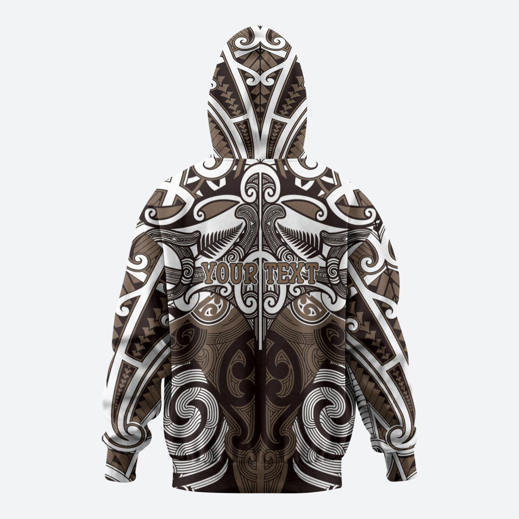 Personalised Maori Kati Mamoe Zip Hoodie Silver Fern Kowhaiwhai Art
