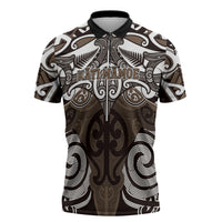 Personalised Maori Kati Mamoe Zipper Polo Shirt Silver Fern Kowhaiwhai Art