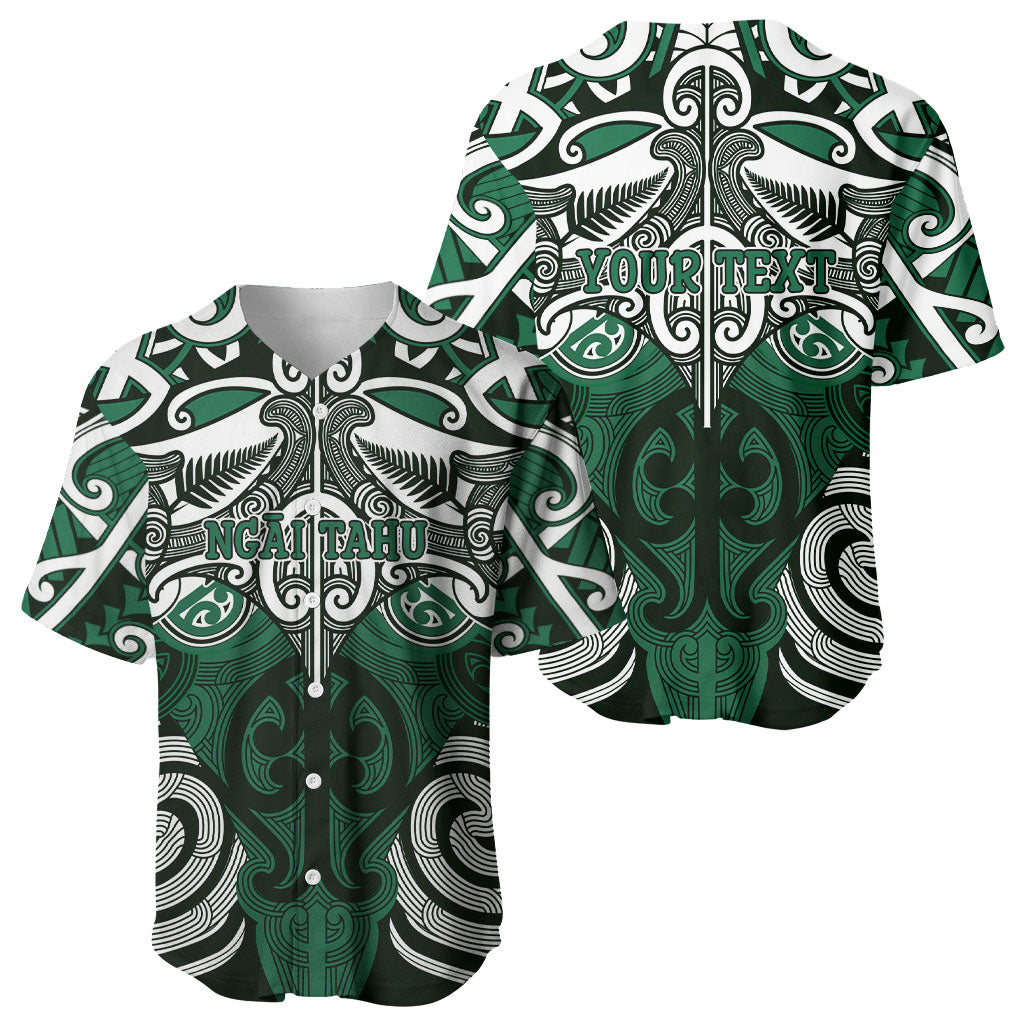 Personalised Maori Ngai Tahu Baseball Jersey Silver Fern Kowhaiwhai Art